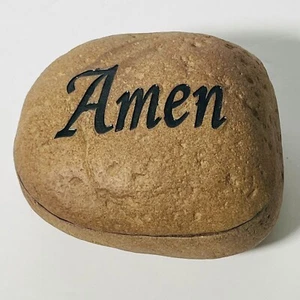 Scatola di preghiera in pietra naturale - Amen - disegni a V - 4" x 4" - nuova scatola aperta - Foto 1 di 3