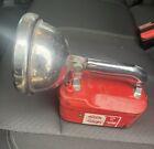 Vintage Teledyne Big Beam Model 166 Hand Lantern Red Steel Chrome Flashlight 6V