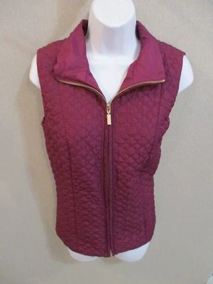 Charter Club Quilted Vest Size Medium Berry Zip Front - Image 1 of 4