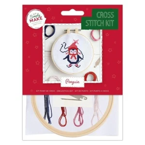 Pingüino Navidad Bordado Mano Punto de Cruz Kit, Anillo Aprox 12,5cm, Artesanía - Imagen 1 de 1