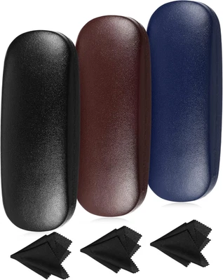 3-Pack Hard Glasses Case for Reading Eyeglasses and Sunglasses with Cleaning Clo - Image 1 of 4