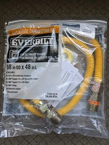 Everbilt Gas Range Connector Kit Yellow 4' Model 98255 - 5/8" OD X 48" Long-New - Picture 1 of 4