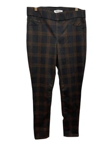 Nine West Pants Womens Medium Brown Plaid Skinny Pull On Stretch Ankle - Picture 1 of 7