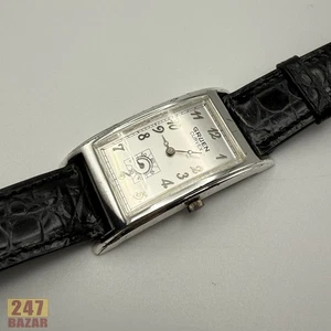 Seltene Vintage Gruen Curvex Quartz Herrenuhr mit schwarzem Lederband - Bild 1 von 9