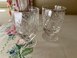 Vtg Waterford Crystal Pair Juice Footed Glasses "Clare" 2.5" x 4" No Use - Picture 1 of 6