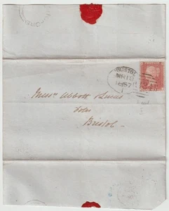 1857 BRISTOL SPOON TYPE A RE-CUT 1d STAR WRAPPER UDCS CHURCHILL & LANGFORD - Picture 1 of 3