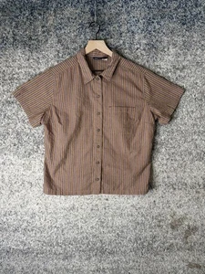 Patagonia Shirt Womens Large Brown Yellow Plaid Short Sleeve Button Down Casual - Picture 1 of 6