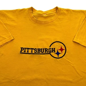 Vintage 90s Pittsburgh Steelers Embroidered Graphic Shirt Size 2XL Yellow Black - Picture 1 of 8