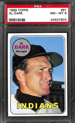Topps #91 1969 Al Dark PSA 8 casi nuevo-como nuevo 04507903  Foto 1 de 3