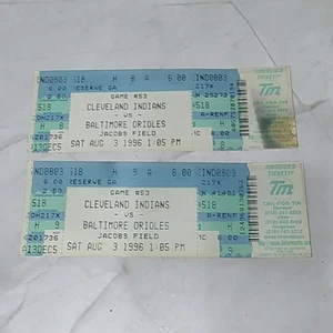 Cleveland Indians vs Baltimore Orioles 8/3/96 Ticket Stubs Jacobs Field Vintage - Picture 1 of 3