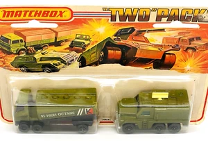 Matchbox Lesney TP-14 Badger & Gas Tanker en verde militar, radar crema, ¡como nuevo! - Imagen 1 de 4