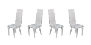 Set of 4 Four Sculptural Thick Molded Lucite Dining Chairs w/ Beveled Wave Edges - Picture 1 of 24