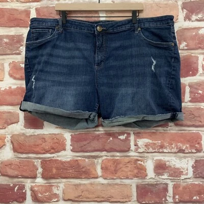 Kut from the Kloth Shorts Womens Size 24W Blue Distressed Denim Stretchy Cuffed - Image 1 of 4