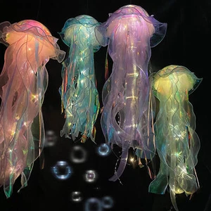 Hanging Jellyfish Lamp LED Decoation Night Light DIY Material Set Colorful - Picture 1 of 16
