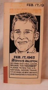 1964 Original Art This Day in Sports Lenny Hollreiser Dennis Ralston Tennis 1963 - Picture 1 of 2