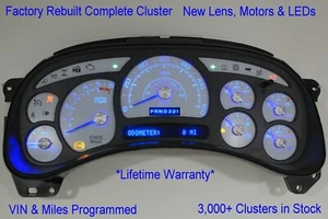 03 04 05 06 CHEVY TAHOE CLUSTER PERSONALIZADO BLANCO FÁBRICA REMAN COMPLETO AZUL LED BS - Imagen 1 de 3