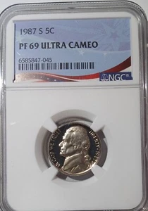 1987 S Jefferson 5c NGC pf69 Ultra Cameo - Picture 1 of 2