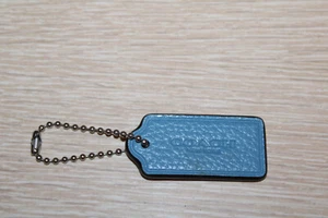 COACH Vintage Style Baby Blue Leather Replacement Handbag Purse Hang Tag Charm - Picture 1 of 3