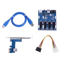 PCIe to 4 PCI-E Express 1x Slot Extender Riser Card Mining 6Pin Power +SATA Port
