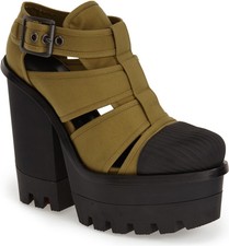 hunter green block heels