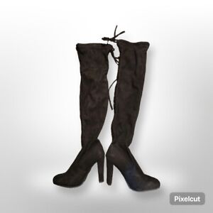 tall black high heel boots size 6