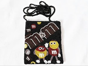 BOLSO DE HOMBRO VINTAGE AUTÉNTICO MARS M&M TOTALMENTE CON CUENTAS NIÑAS DIVERTIDO FIESTA MONEDERO - Imagen 1 de 7