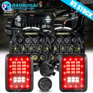 7inch LED Headlights Turn Tail Lights Kits Combo For Jeep Wrangler JK JKU 07-17 - Picture 1 of 22