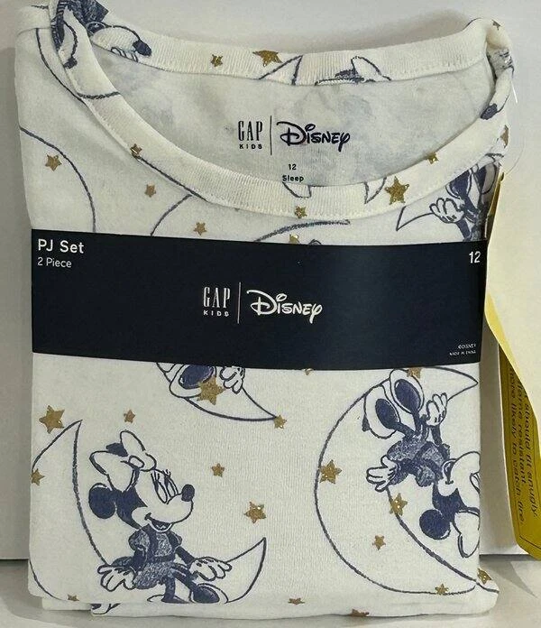 Gap Kids Disney Collab PJ Conjunto Calça Manga Longa Minnie Mouse Lua Ouro Estrelas Novo - Imagem 1 de 4
