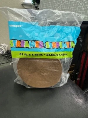 Transmisor de papel crepé dorado único (1 rollo) tamaño único 1,75" x 81 pies decoración nuevo Foto 1 de 2