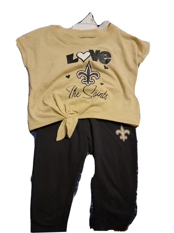 New Orleans Saints Girl 12 months NWT by NFL team apparel 2 piece Shirt & pants Cover