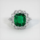 Zambia Cushion Green Emerald Platinum 950 Ring 9.36CT