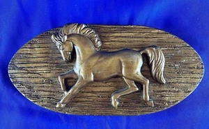 Vintage Chalkware Gold/Bronze Stallion Horse Wall Plaque 10.5" X 5" - Picture 1 of 2