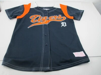 MLB Detroit Tigers Sewn Jersey True Fan Youth L (10-12) Button Short Sleeve  - Image 1 of 4