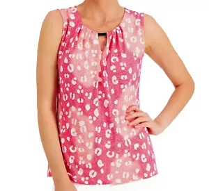 Jm Collection Printed Jacquard Keyhole-Neck Tank Top Silver Hardware XL PINK - Picture 1 of 3
