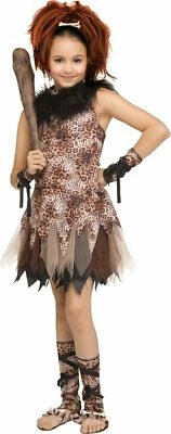 New Child Cave Girl Cutie Halloween Costume Animal Print Dress Medium 8-10 - Image 1 of 4