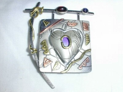 АБСТРАКТНАЯ БРОШЬ ИЗ СМЕШАННЫХ МЕТАЛЛОВ НИОБИЯ СЮЗАН МАРИА БАКЛИ! - Изображение 1 из 4