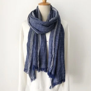 190cm Linen Scarf Striped Men Scarves Warm Cotton Scarves Men - Picture 1 of 14