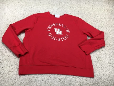 Houston Cougars Sweatshirt Womens Extra Large Red Champion Sweater Logo NCAA Cover
