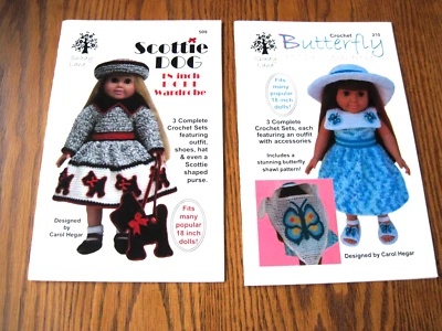 Shady Lane Set of 2 Crochet Patterns Scottie Dog & Butterfly Booklets 18" Dolls - Image 1 of 4