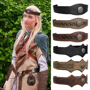 Unisex Mittelalter Kreis Stirnband Cosplay PU Leder Kopfschmuck Krieger Kopf Ring - Bild 1 von 18