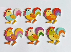 Pkg of 10 CHICKENS 2-hole White Wood Buttons 1-1/4" (31mm) Craft (1140)  - Picture 1 of 2