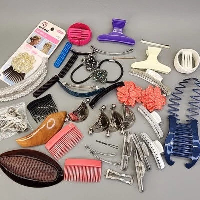 Hair Clip Lot of 40 Variety Accessories Banana Combs Lady Ellen Bows Acrylic - Image 1 of 4