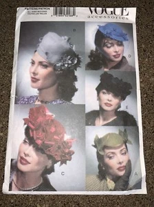 Vogue Pattern 7325 Misses Vintage Hats Designer Costume Theater All Sizes Uncut - Picture 1 of 3