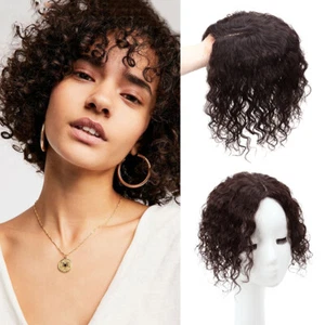 Seamless Fluffy Curly Wavy Clips in 100% Remy Human Hair Topper For Women - Picture 1 of 10