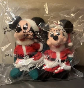 DISNEY SANTA MICKEY & MINNIE MINI BEAN BAG PAIR OF 2 ITEM # 16401 ORIGINAL BAG - Picture 1 of 4