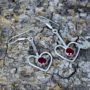 Rosso Rubino Gemma Artigianale Etnico Argento Gioielli Orecchino 1.9 " ESLS737 - Foto 1 di 3