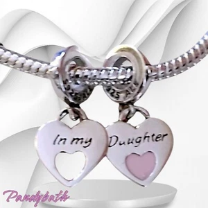 PANDORA Daughter Mother Double Heart split Charm 799187C01 US SELLER - Picture 1 of 8