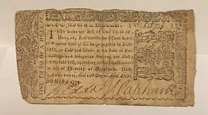1774 Maryland Kolonialnote 1/3 Dollar FR MD63 - Bild 1 von 4