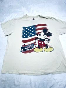 Disney Store Mickey Mouse Short Sleeve Shirt Mens 2XL Creme American Original - Picture 1 of 11