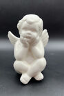 Chrub Angel Baby Figurine White Ceramic Daydreaming